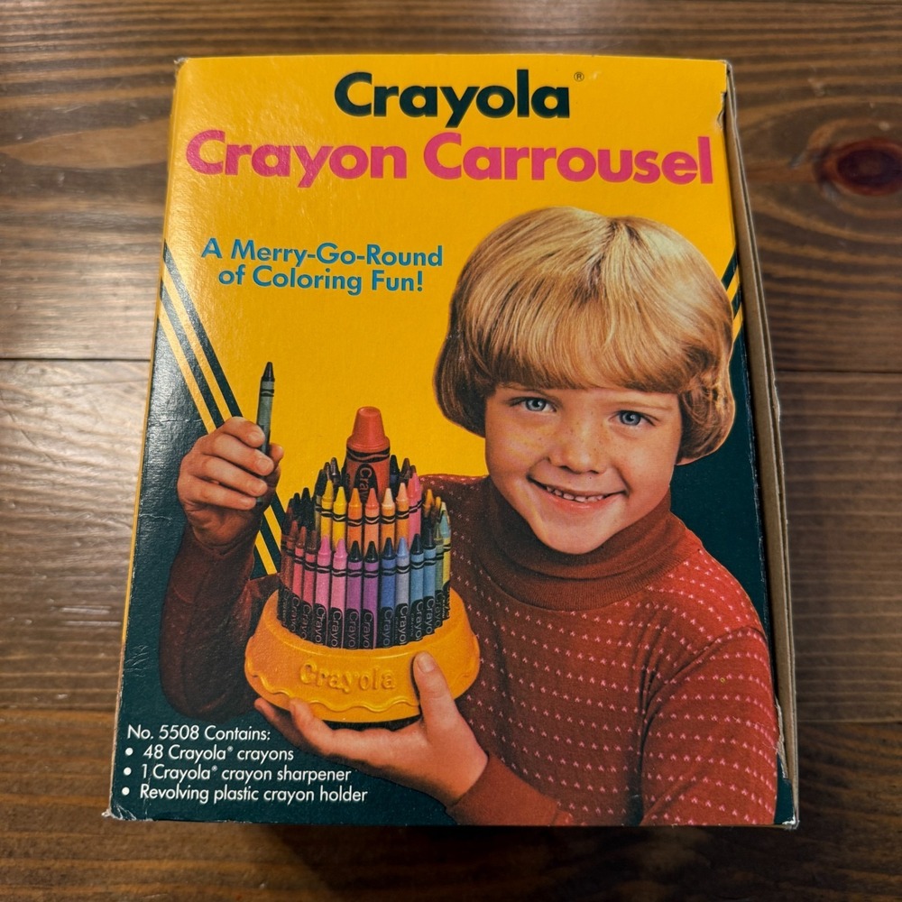 Vintage 1980s Crayola Crayon Carrousel 5508 Carousel w/ NEW Crayons